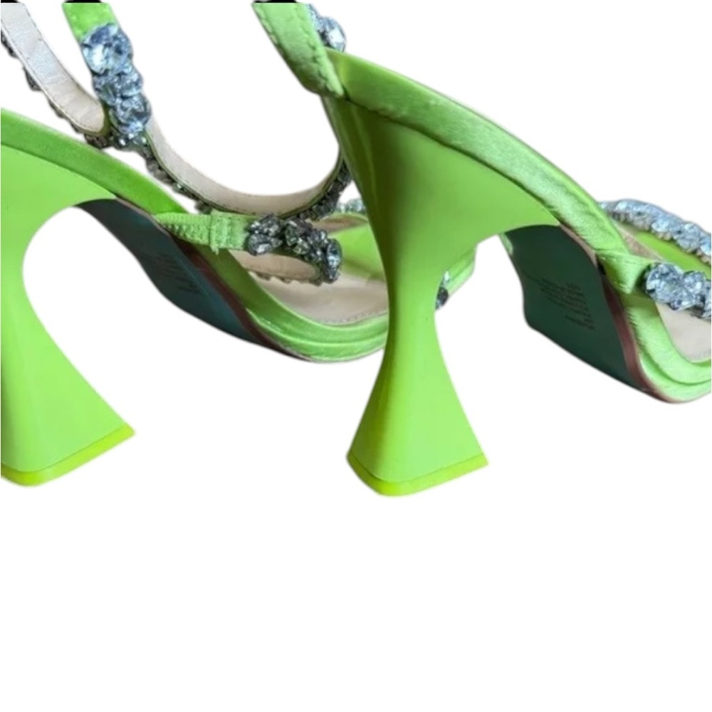 BETSEY JOHNSON SB-PERRY Ankle-Strap Jeweled Glam Green Heels Dress Sandals Sz 8 - Picture 7 of 9